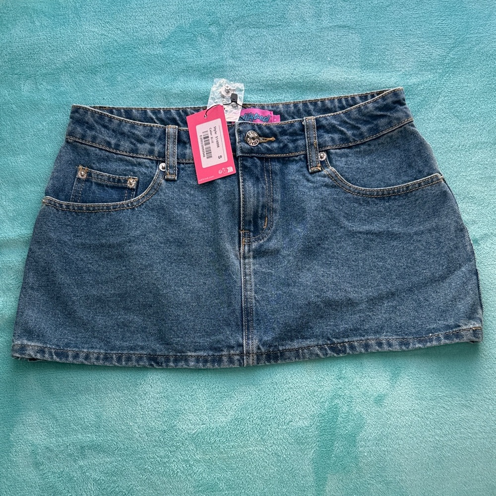 Edikted Blue Denim Mini Skirt